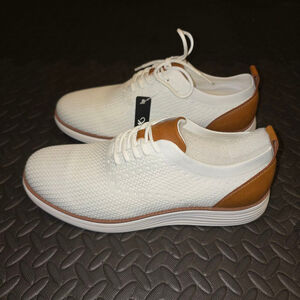 Men's ATHLEFIT White & Brown Knit Casual Sneakers Size 9.5